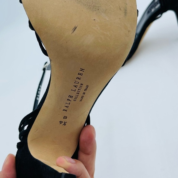 Ralph Lauren Purple Label Black Sparkle Multi Strap Open Toe heels - Picture 6 of 10